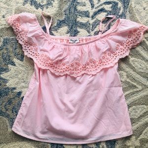 Girls Abercrombie top shirt ruffle off shoulder 14